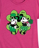 Disney Big Girls Minnie Mickey St Patrick's Day Graphic Short Sleeve T-Shirt