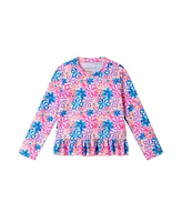 Toddler/Child Girls Floral Print Rib Long Sleeve Rash Guard Set