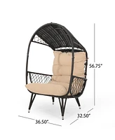 Doris Outdoor Wicker Standing Basket Chair with Water-Resistant Cushion