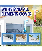 10' x 20' Portable Carport Garage with Roll-up Doors and Ventilated Windows