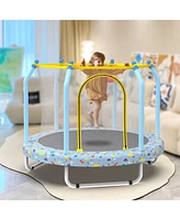 55-inch Trampoline for Kids Indoor & Outdoor Small Toddler Trampoline with Basketball Hoop