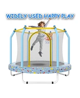 55-inch Trampoline for Kids Indoor & Outdoor Small Toddler Trampoline with Basketball Hoop