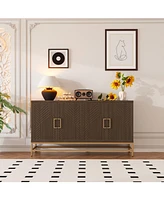 Retro Sideboard with Adjustable Shelves and Metal Accents (Espresso)