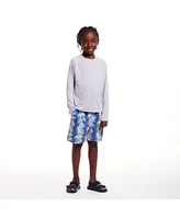 Toddler/Child Boys Faded Steel Palm Leaf Print Swim Trunk