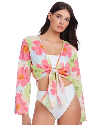 Sanctuary Women's Charming Cotton Crinkle Tie-Front Cover-Up Top