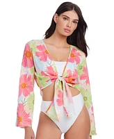 Sanctuary Women's Charming Cotton Crinkle Tie-Front Cover-Up Top