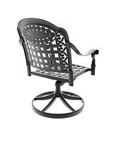 Cast Aluminum Patio Swivel Chair 2PCS With Black Frame and Cushions In Random Colors
