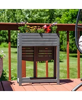 Acacia Wood Raised Garden Bed with Shelf - Space-Saving Folding Tabletop 40 lb Capacity Gray