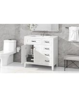 36" Bathroom Vanity with Sink Combo, White Bathroom Cabinet with Drawers, Solid Frame and Mdf Board