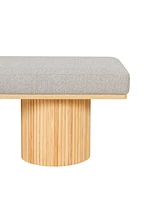 Light Grey Boucle Upholstered Bench with Chunky Legs