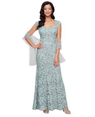 Alex Evenings Women's Sequined Soutache Mermaid Gown