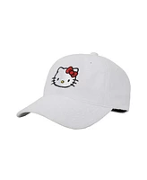 Hello Kitty Embroidered Character Head Art Adult White Baseball Cap