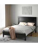 Full Size Platform Slat Bed Frame with High Headboard