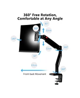 Z-edge MS05 Single Mount Stand Arm, Supports 22"- 40" monitors and 26 lbs, 360° Adjustable, VESAstandards 75x75mm/100x100mm,Clamp & Grommet Base