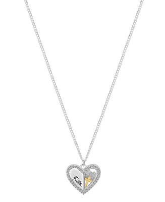 Unwritten Cubic Zirconia Crystal Faith Heart Pendant Necklace