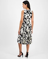Anne Klein Women's Belted Floral-Print Dress