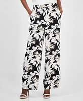 Anne Klein Women's Printed Pull-On Wide-Leg Pants