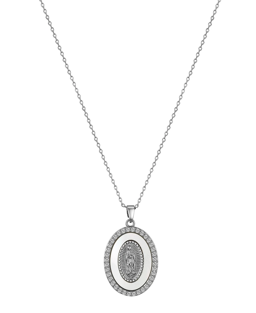 Unwritten Cubic Zirconia Mother of Pearl Mary Pendant Necklace