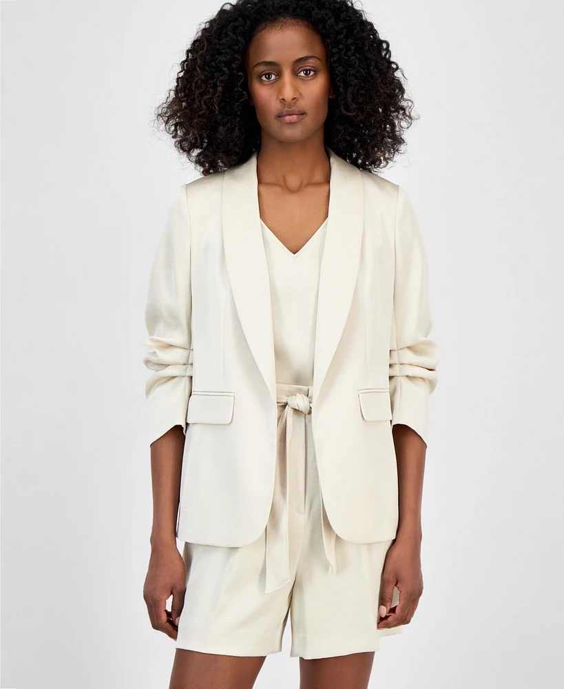 Anne Klein Women's Open-Front Scrunch-Sleeve Blazer