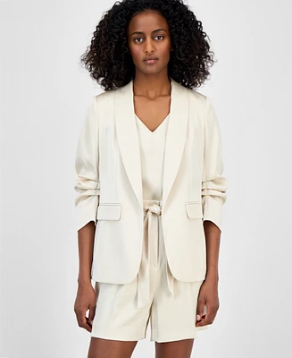 Anne Klein Women's Open-Front Scrunch-Sleeve Blazer