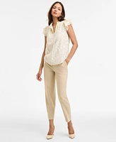 Anne Klein Women's Flutter-Sleeve Tie-Neck Blouse