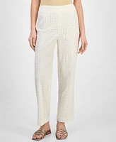 Anne Klein Women's Pull-On Embroidered Eyelet Pants