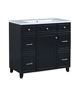 36" Vanity Set with Sink: Black Shaker, Soft Close