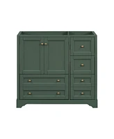 36" Solid Wood Freestanding Bathroom Vanity with 4 Drawers and Shelf