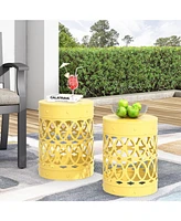 Modern Minimalist Side Table Set with Iron Cut Design