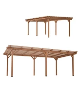 12' x 16' Outdoor Gazebo Wooden Grape pergola for Climbing Plant Support, Garden, Terrace, Backyard, Deck, Brown