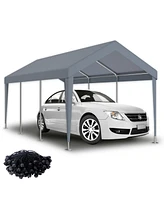 Waterproof Carport Canopy Cover (12x20ft) with 76 Elastic Buckles, Grey