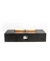 56" Fire pit Table for Outside, 50,000 Btu Large Rectangular Stone Gas Fire pit with Lava Rocks & Rain Cover