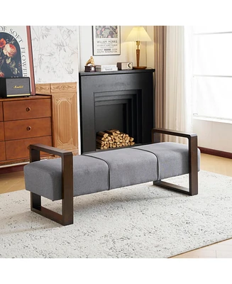 Sleek and Stylish Long - shaped Ottoman, Gray