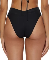 Becca Women's Modern Edge Textured Rib High-Waist Bikini Bottoms