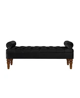 Velvet Bed Bench with Tufted Button, Multipurpose Bolster Bench