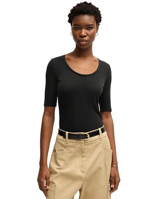 Boss by Hugo Women's Ribbed Scoop Neck T-Shirt