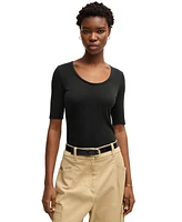 Boss by Hugo Women's Ribbed Scoop Neck T-Shirt