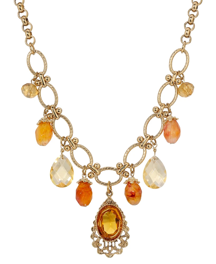 2028 Topaz Crystal Glass Bead Bib Necklace