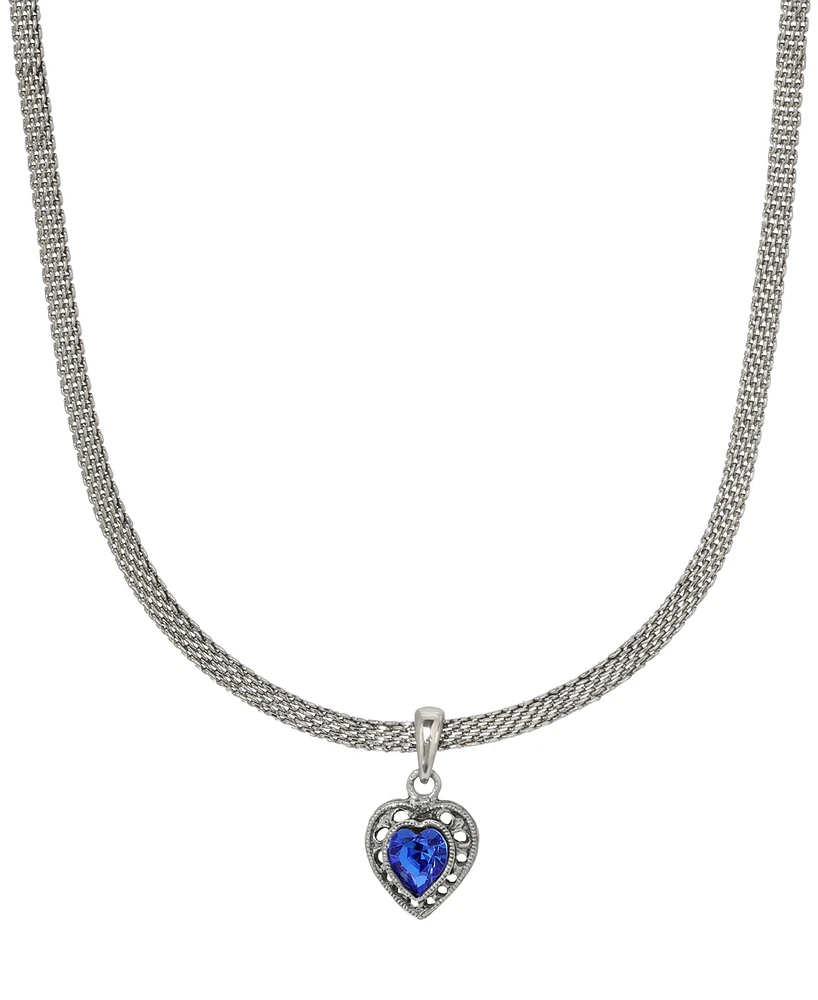 2028 Heart Crystal Mesh Chain Necklace