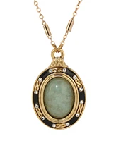 2028 14K Gold Dipped Green Oval Necklace