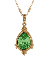 2028 14K Gold Dipped Green Crystal Pendant Necklace