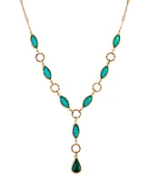 2028 Green Crystal and Acrylic Stone Y Necklace