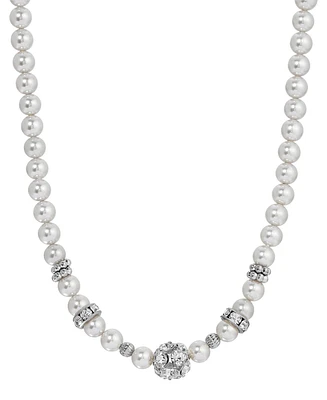 2028 Gray Faux Cultivated Pearl Glass Accent Strand Necklace