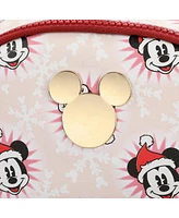 Disney Mickey Mouse Santa Mickey White Faux Leather 10.6" White Mini Backpack