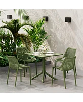 31.5" Square Plastic Outdoor Patio Dining Table for 4