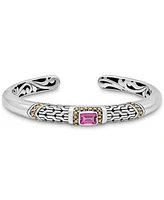 Devata Pink Topaz & Bali Cuff Bracelet in Sterling Silver and 18K Gold Accents