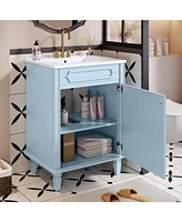 Freestanding Bathroom Vanity Cabinet with Adjustable Shelf and Ceramic Sink