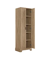 Storage Cabinet with Two Doors for Bathroom, Office, Adjustable Shelf, Mdf Board, Brown