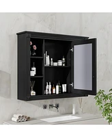 Wall Mounted Bathroom Cabinet with Mirror and 6 Shelves