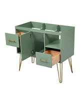 Freestanding 36" Bathroom Vanity, Green, 2 Drawers, 2 Storage Compartments